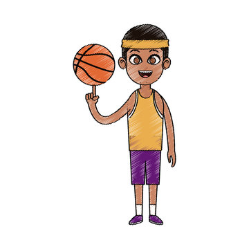 basketball player cartoon icon image sketch style vector illustration design 