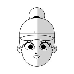 young pretty woman with ponytail and hat icon image vector illustration design 