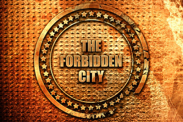 the forbidden city, 3D rendering, metal text