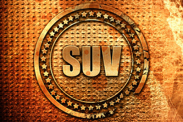 suv, 3D rendering, metal text