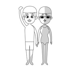 man and woman swimmers cartoon icon image vector illustration design 