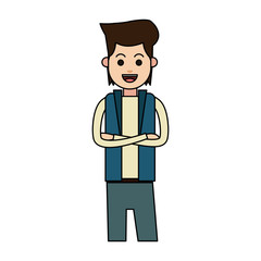 happy young caucasian man icon image vector illustration design 