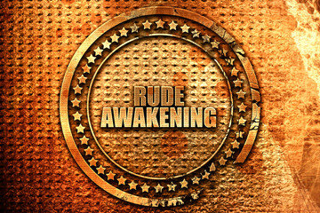 rude awakening, 3D rendering, metal text