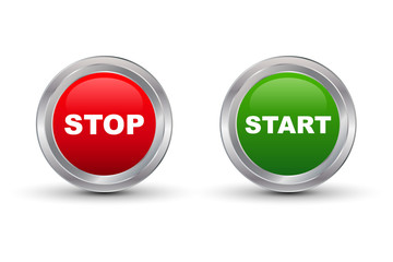 Start Stop Glossy Button, Vector illustration