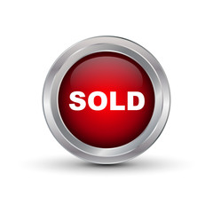 Sold Glossy Button, Vector illustration