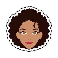happy young woman with curly hair  icon image vector illustration design 