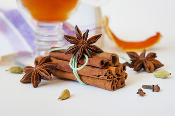 set for mulled wine on white background