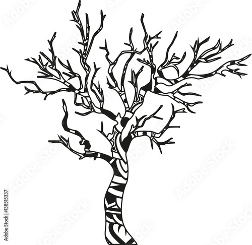 Download "Vector illustration of a mandala dead tree silhouette ...