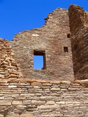 Ancient pueblo ruins at Chaco Culture National Historical Park, New Mexico.