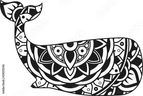 Download "Vector illustration of a mandala whale silhouette" Stock ...