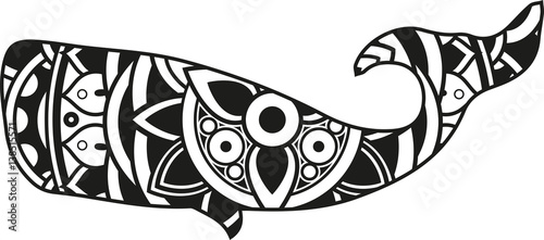 Download "Vector illustration of a mandala whale silhouette" Stock ...