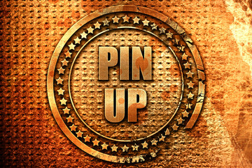 pin up, 3D rendering, metal text