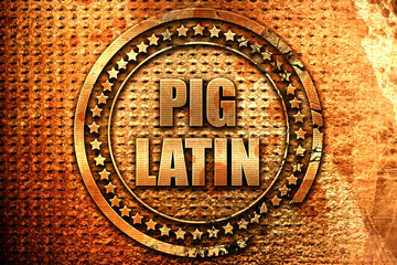 pig latin, 3D rendering, metal text