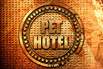 pet hotel, 3D rendering, metal text