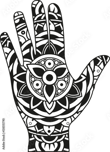 Download "Vector illustration of a mandala hand silhouette" Stock ...