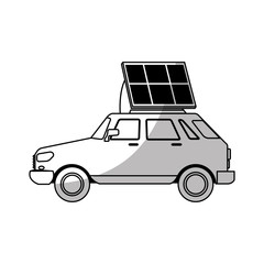car with panel solar over white background. vector illustration