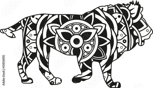 Download "Vector illustration of a mandala lion silhouette" Stock ...