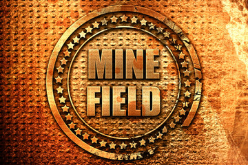 minefield, 3D rendering, metal text