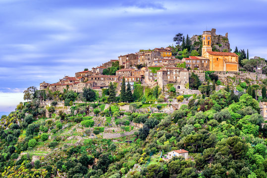 Eze village on hill top, French Riviera, Provence, France