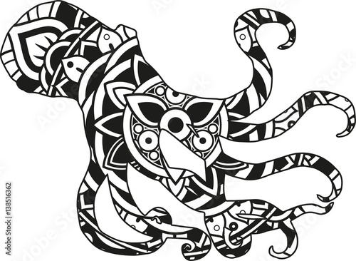 Download "Vector illustration of a mandala octopus silhouette ...