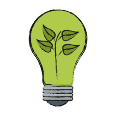 bulb light with plant over white background. green idea concept. vector illustration