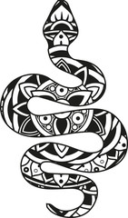 Vector illustration of a mandala snake silhouette