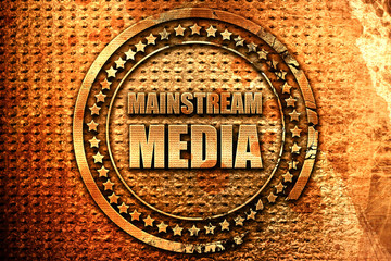 mainstream media, 3D rendering, metal text