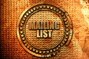 mailing list, 3D rendering, metal text