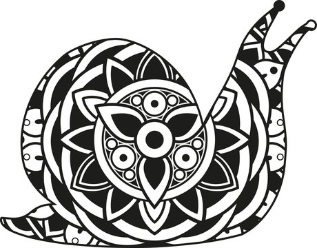 Vector illustration of a mandala snail silhouette