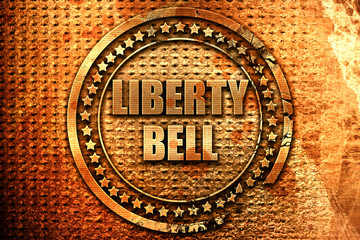 liberty bell, 3D rendering, metal text