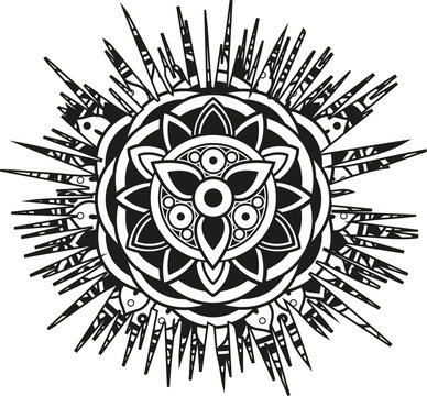 Vector illustration of a mandala sea ​​urchin silhouette