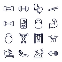 Set of 16 gym outline icons