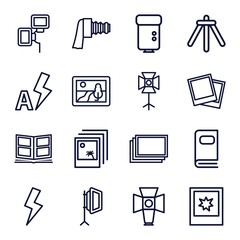Set of 16 photograph outline icons