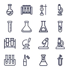 Set of 16 lab outline icons - obrazy, fototapety, plakaty