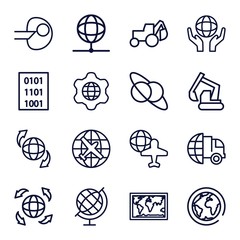 Set of 16 earth outline icons