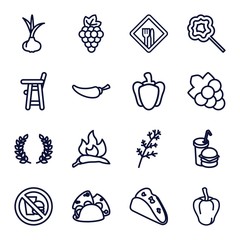 Set of 16 eating outline icons