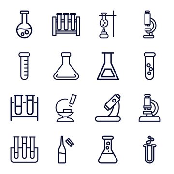 Set of 16 lab outline icons