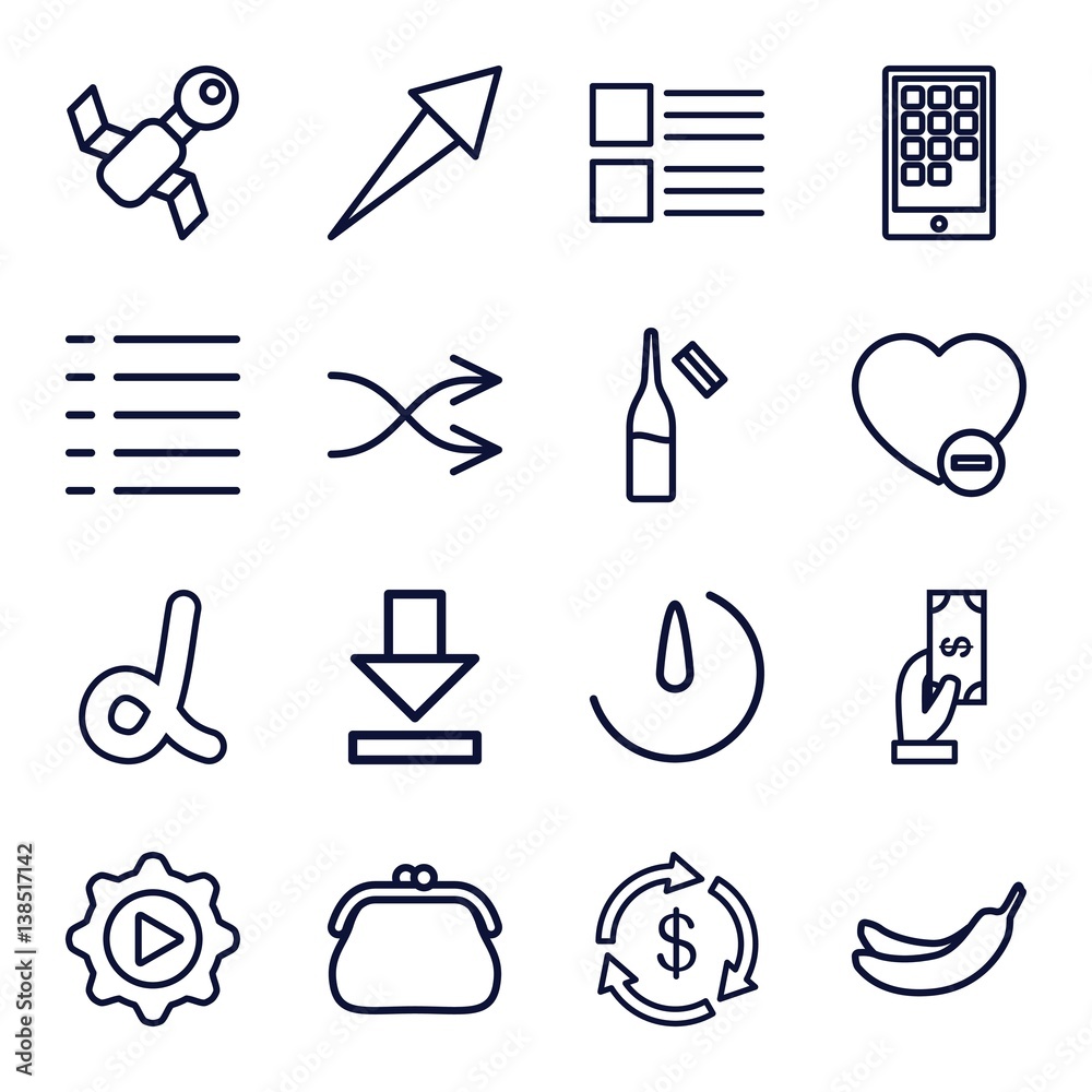 Poster set of 16 app outline icons