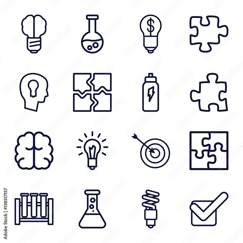 Poster set of 16 solution outline icons