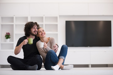 young couple in their new home