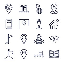 Set of 16 location outline icons