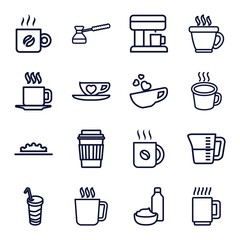 Set of 16 coffee outline icons