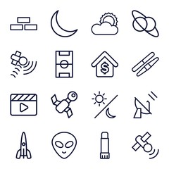 Set of 16 space outline icons