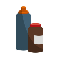 water bottle and protein container icon over white background. colorful design. vector illustration