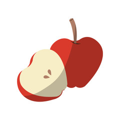 red apple icon over white background. colorful design. vector illustration
