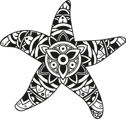 Vector illustration of a mandala starfish silhouette