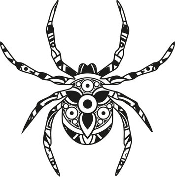 Vector illustration of a mandala spider silhouette