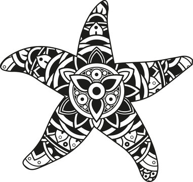 recommend clip art: Vector illustration of a mandala starfish silhouette