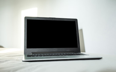 Fototapeta premium Computer on a desk on a white background.