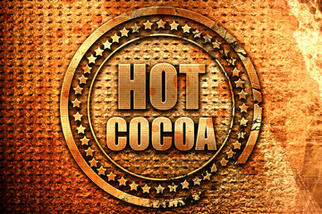 hot cocoa, 3D rendering, metal text